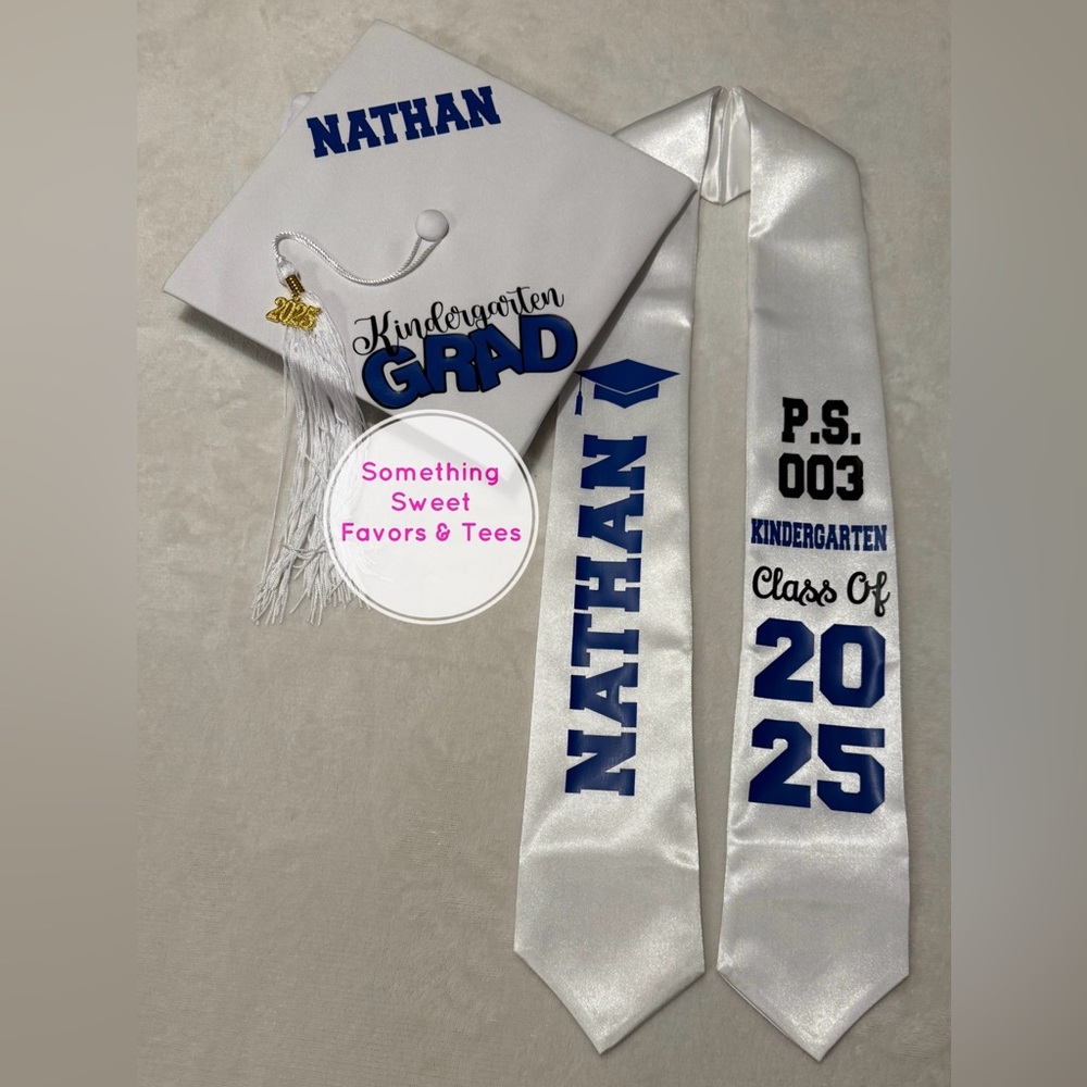 Graduation Cap & Stole. with Custom Design For ALL GRADES